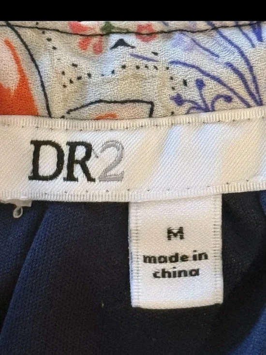 DR2 Women’s M Navy Blue Floral Paisley Boho Sleeveless Shift Dress Medium - Picture 4 of 13